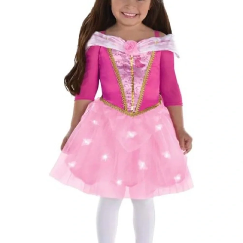 Disney Princess Sleeping Beauty Light Up Dress Costume w/ Wig NWT Sz Small 4-6 - Picture 7 of 7
